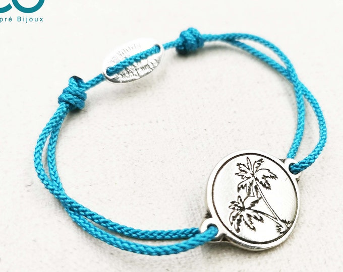 "Palm tree" adjustable bracelet ø18mm - braided cord of your choice