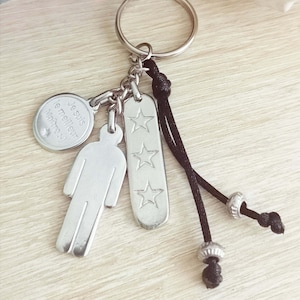 Sleutelhanger om te zeggen dat ik van je hou tegen zijn vader, oom .... - Rauw blik - model en koordkleur naar keuze
