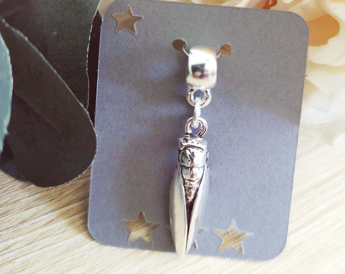 Charm's "Cicada" for bracelet - tinplate silver finish 925
