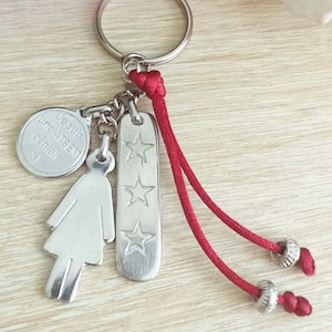 Keychain to say I love you to his mom, grandma, sister, auntie, mistress, nanny .... - Raw tin - model and cord color of your choice