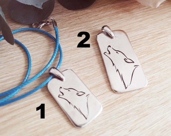 Necklace "Wolf" - Pendant and cord of your choice in tinplate silver finish 925
