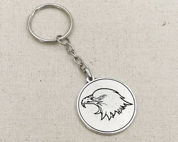 Keychain - "Eagle" - pewter finish Silver 925 - ø30 mm