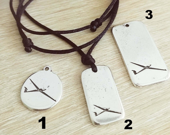 Adjustable necklace (pendant + cord) - glider several pendants to choose from - Pewter 925 silver finish