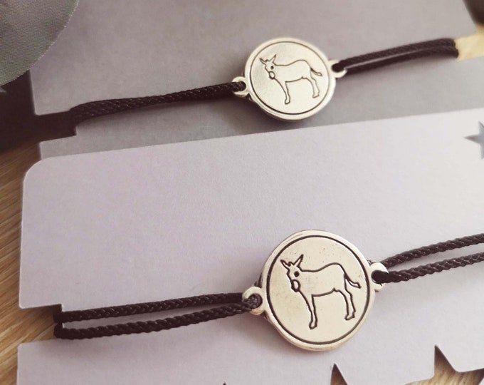 Donkey bracelet - 925 silver finish - ø18mm - Choice of cord color