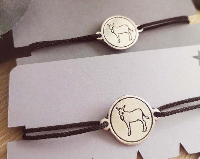 Donkey bracelet - 925 silver finish - ø18mm - Choice of cord color