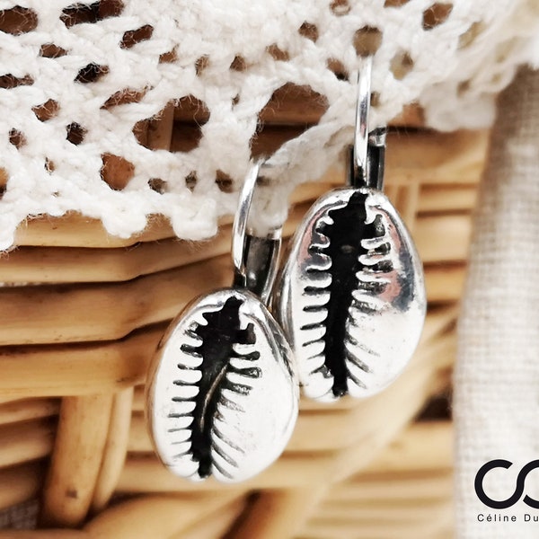 Boucles d'oreilles Cauri / Coquillage avec dormeuses