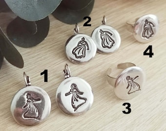 "Arlésienne" earrings or ring - white iron / brass with 925 silver finish