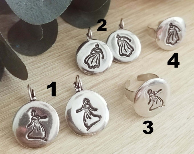 "Arlésienne" earrings or ring - white iron / brass with 925 silver finish