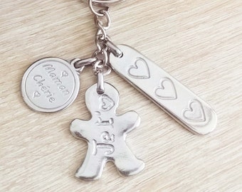 Key ring to say I love you to your mom, grandma, sister, aunt, dad, uncle... - Raw pewter - model of your choice