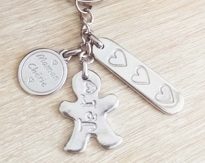 Keychain to say I love you to his mom, grandma, sister, auntie, dad, uncle .... - Raw tin - model of choice