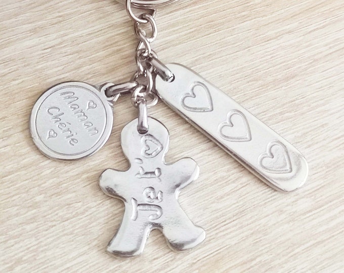 Key ring to say I love you to your mom, grandma, sister, aunt, dad, uncle... - Raw pewter - model of your choice