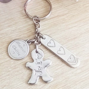 Key ring to say I love you to your mom, grandma, sister, aunt, dad, uncle... - Raw pewter - model of your choice