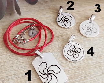 "Lauburu / Basque cross" necklace - tin plate with 925 silver finish - various models to choose from + 42cm cotton cord