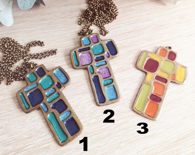 Necklace / long necklace cross 38x56mm - color of your choice