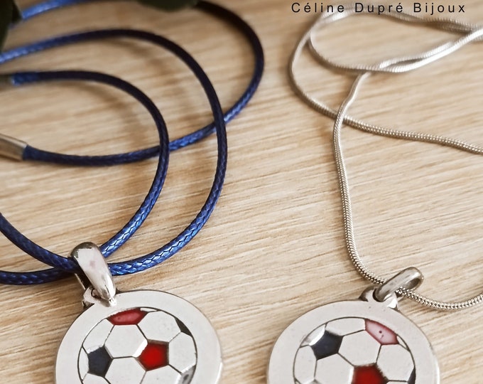 Charm's, necklace or bracelet "Football team France" - tinplate silver finish 925 - model of your choice