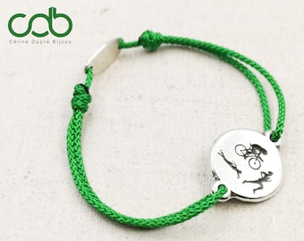 Triathlon Bracelet - tinplate with 925 silver finish - ø16mm - cord of your choice