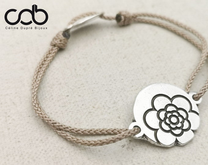 "Flower" adjustable bracelet ø18mm - color and cord of your choice