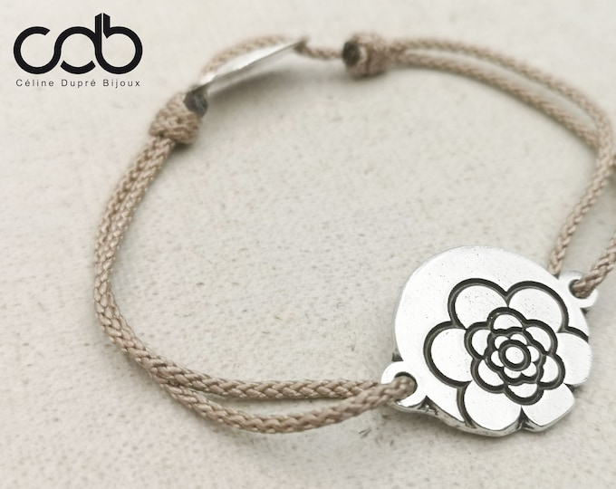 "Flower" adjustable bracelet ø18mm - color and cord of your choice