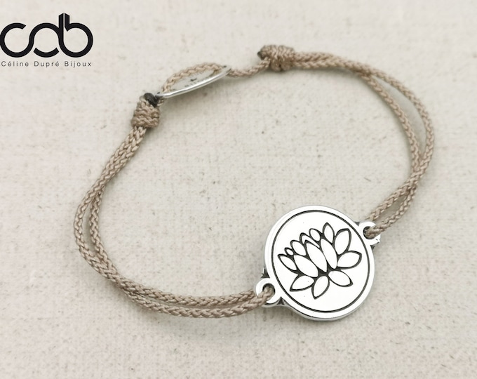 Bracelet "Fleur de Lotus" tin silver finish 925 - ø18mm