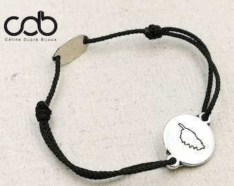 Adjustable bracelet "Corsica" ø16mm - tinplate with 925 silver finish - choice of braided cord color