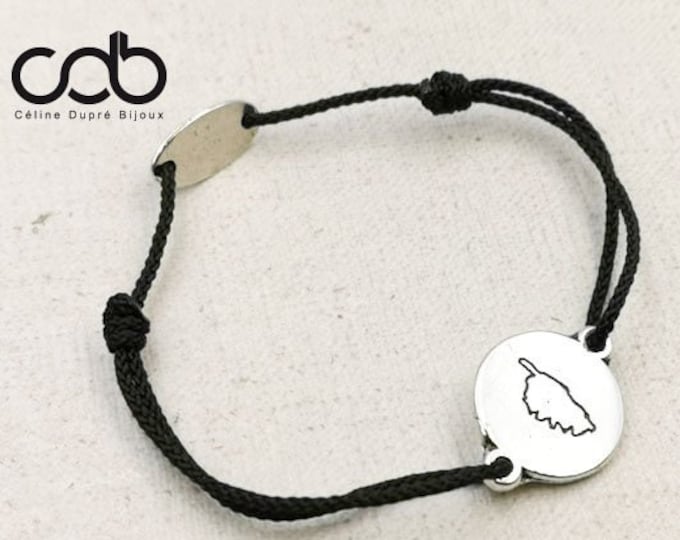 Adjustable bracelet "Corsica" ø16mm - tinplate with 925 silver finish - choice of braided cord color