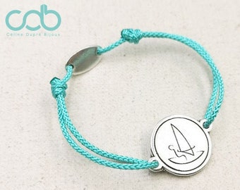 Windsurf bracelet / Sailing plant - 925 silver finish tinplate - ø18mm