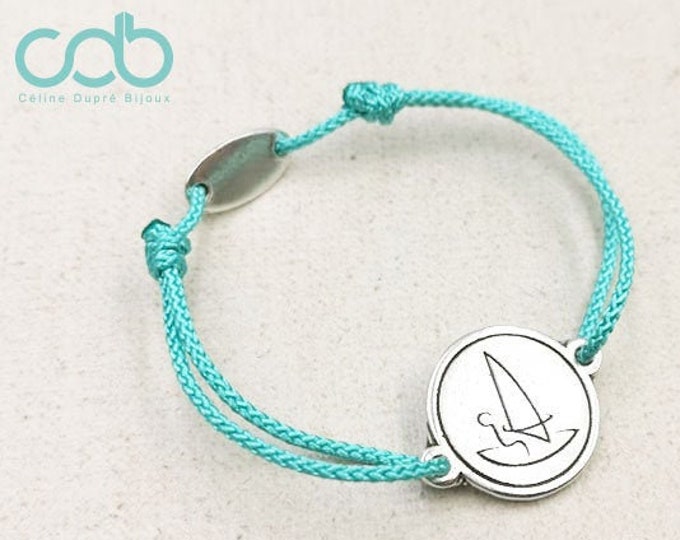 Windsurf bracelet / Sailing plant - 925 silver finish tinplate - ø18mm