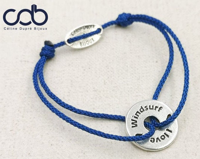 I love Windsurf ring bracelet - tinplate with 925 silver finish - ø18mm