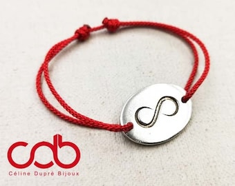 New - Adjustable bracelet "Infinite" tinplate silver finish 925 - oval 18x25mm