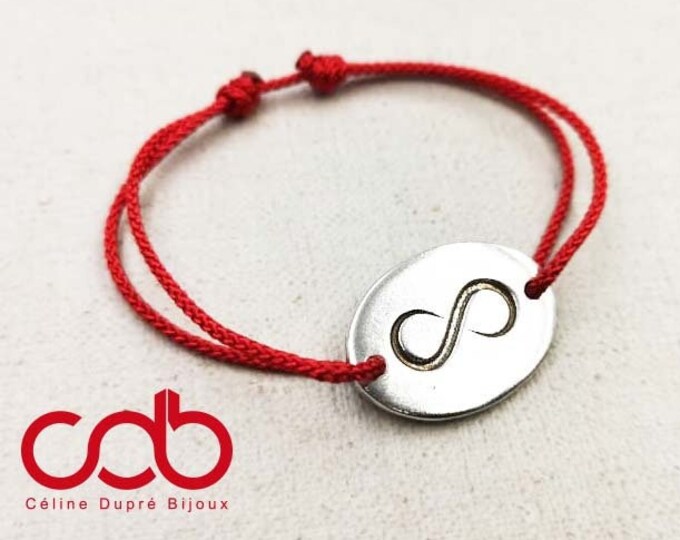 New - Adjustable bracelet "Infinite" tinplate silver finish 925 - oval 18x25mm