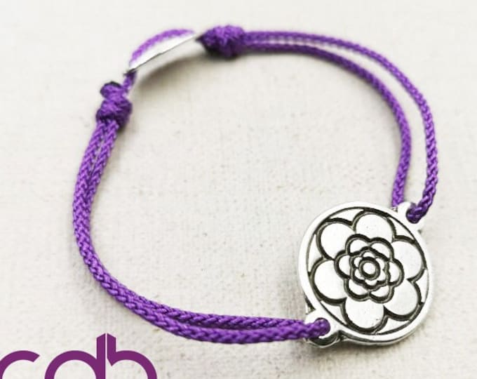 Flower adjustable bracelet - colour and cord of your choice