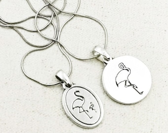 Necklace "Flamingo" silver finish 925 + chain of 42cm - medal of choice