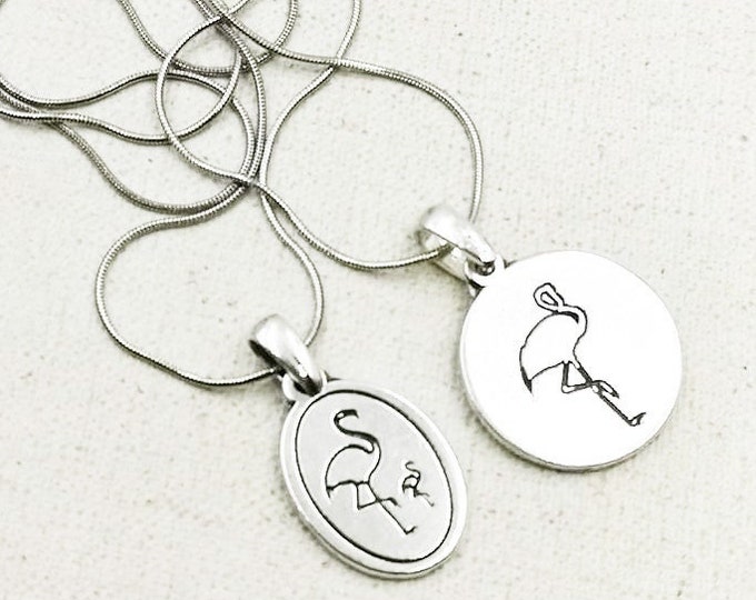 Necklace "Flamingo" silver finish 925 + chain of 42cm - medal of choice