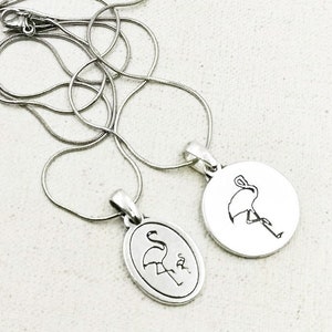 Necklace &quot;Flamingo&quot; silver finish 925 + chain of 42cm - medal of choice