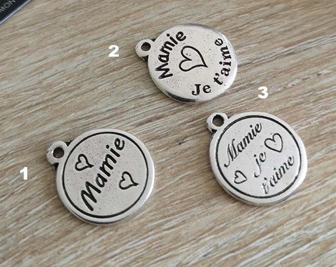 Charm's "Mamie" silver finish 925 - ø18mm - text of your choice
