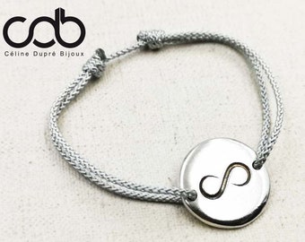 New - Adjustable bracelet "Infinite" tinplate silver finish 925 - Round ø20mm