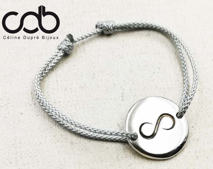 New - Adjustable bracelet "Infinite" tinplate silver finish 925 - Round ø20mm
