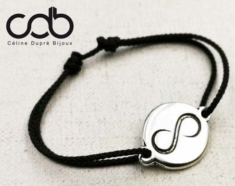 New - Adjustable bracelet "Infinite" tinplate silver finish 925 - Round ø18mm