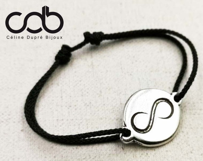 New - Adjustable bracelet "Infinite" tinplate silver finish 925 - Round ø18mm