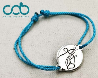 New - Adjustable bracelet "Surf" tinplate finish silver 925 - Round ø18mm