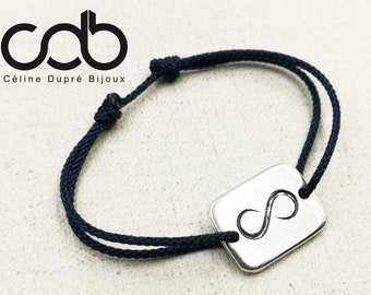 New - Adjustable bracelet "Infinite" tinplate silver finish 925 - Rectangle