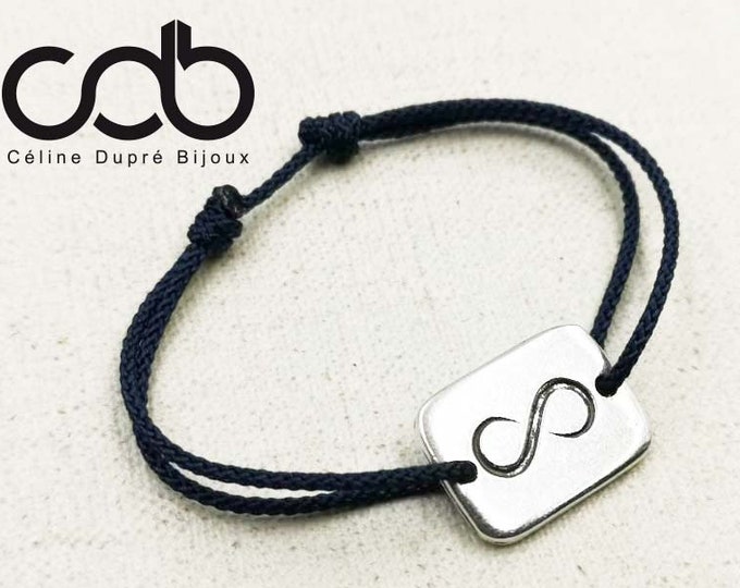 New - Adjustable bracelet "Infinite" tinplate silver finish 925 - Rectangle