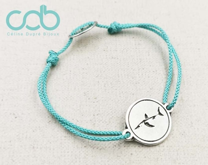 Adjustable bracelet Shark ø18mm - braided cord of your choice