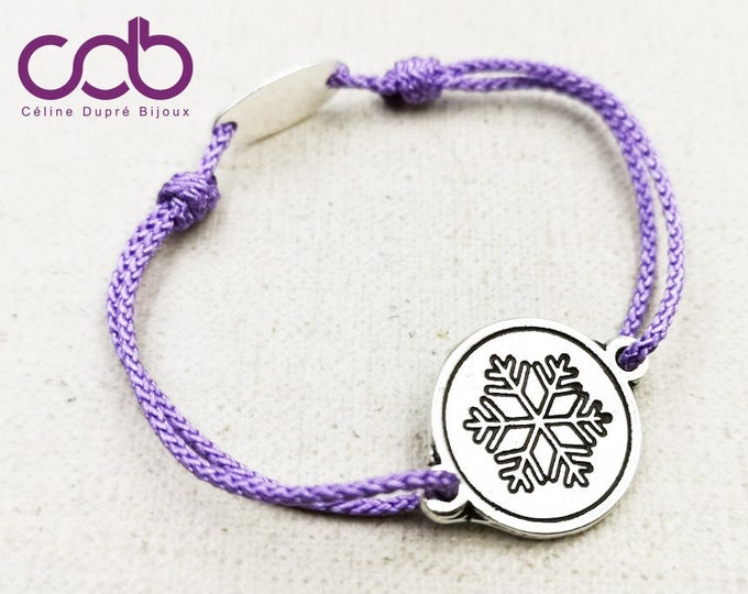 "Snowflake" bracelet, white iron, 925 silver finish - ø18mm, color of your choice