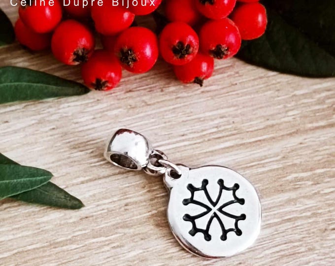 Charm's Occitan Cross - for bracelet - ø16mm - tinplate 925 silver finish