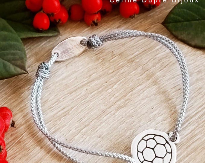 Handball Bracelet - 925 silver finish medal - ø16mm - Adjustable cord of your choice