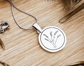 Lavender pendant - with or without chain - 925 silver finish - ø21mm
