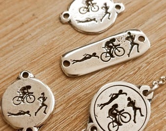 Triathlon Bracelet - in tinplate with 925 silver finish - Model & Size of your choice