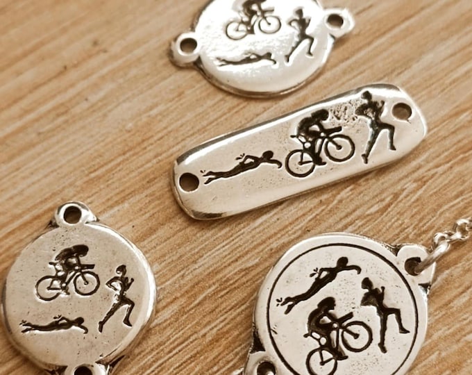 Triathlon Bracelet - in tinplate with 925 silver finish - Model & Size of your choice