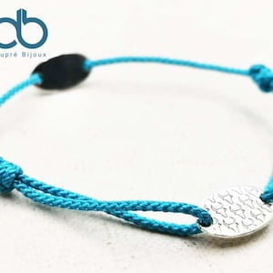 &quot;Taurus&quot; adjustable thin bracelet - with small oval medal 8x15mm - color and cord of your choice